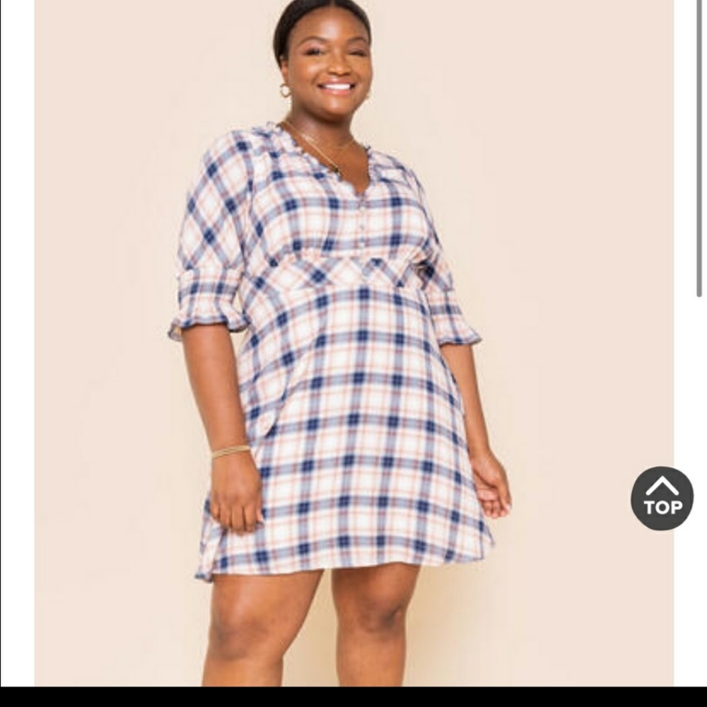 Blue Rain Plaid Dress from Francesca's